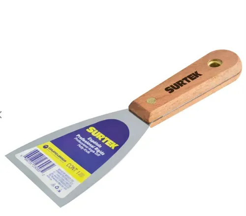 Espátula rígida de acero de alto carbón con mango de madera 2"